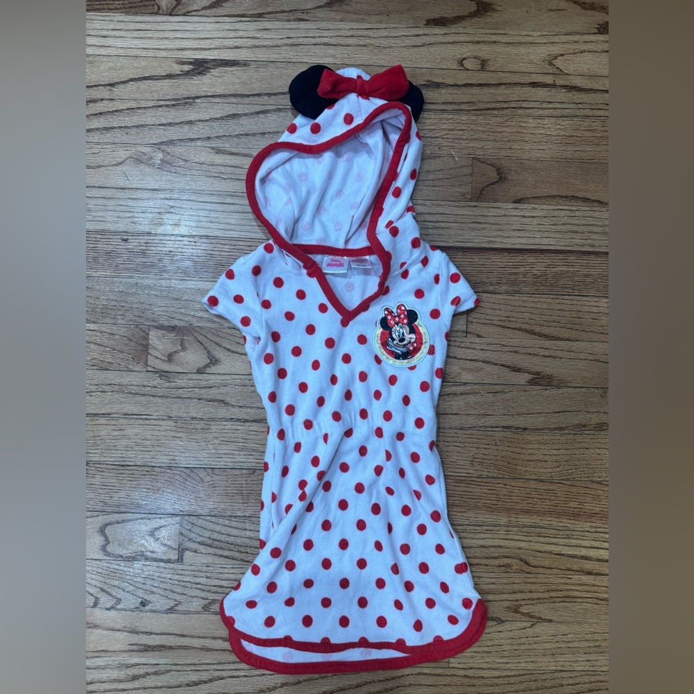 Disney Junior Minnie Mouse Swimsuit Cover-Up Hooded With Ears Size 3T